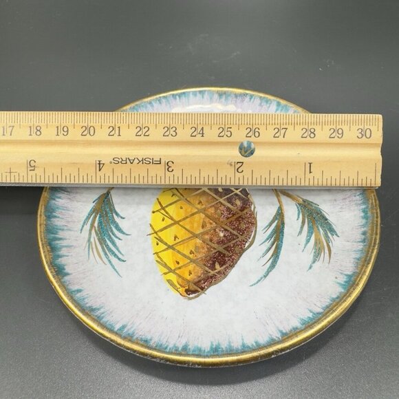 Vintage Italian Pottery 5inch Round Dish Plate With Pine Tree Acorn Italy VTG - Picture 3 of 11